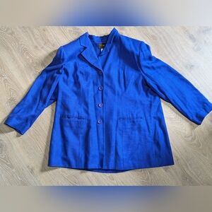 Louben Linen Blend Cobalt Blue Women's 22 Blazer‎
